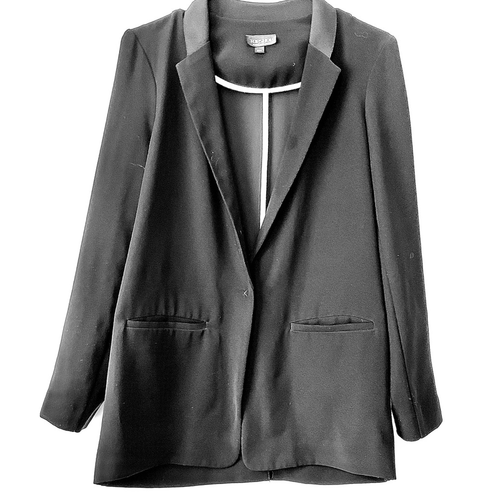 Topshop Black One Button Blazer Jacket 4